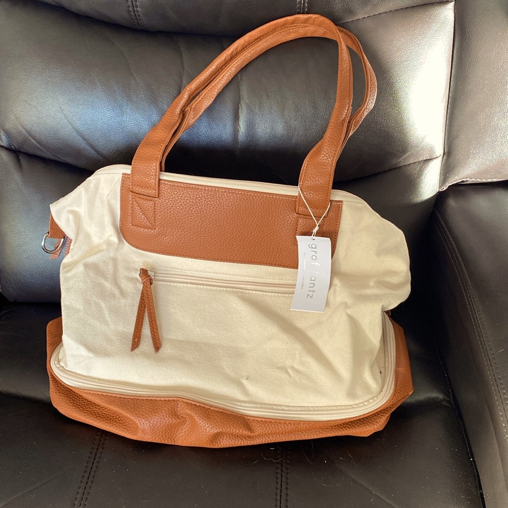 Cute canvas and vegan leather bag